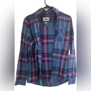 Northeast outfitters women’s flannel. Blue and purple red plaid